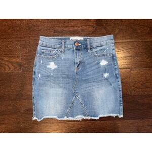 Abercrombie Kids Denim Mini Skirt Medium Wash Girls 15/16 Distressed